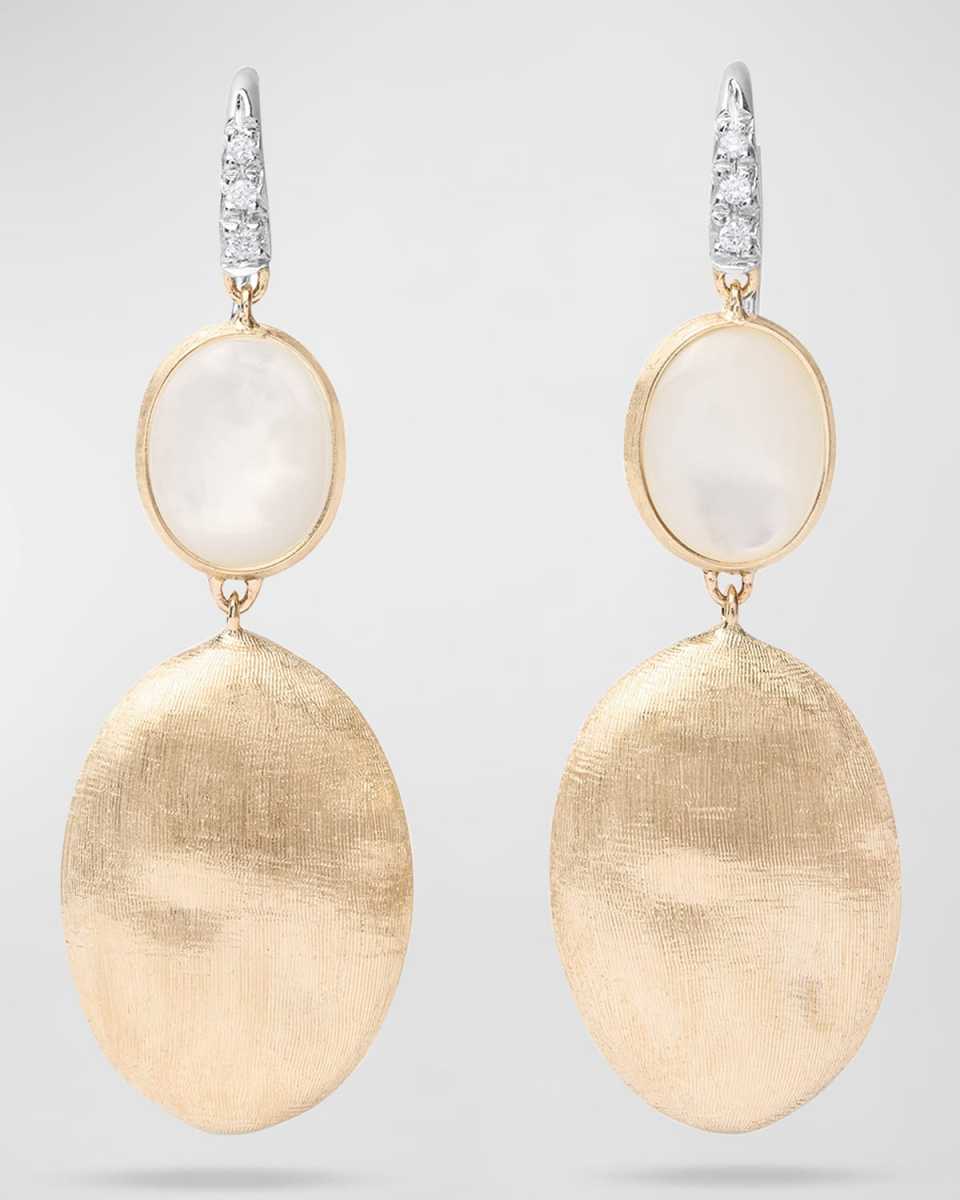 18K Siviglia Mother-of-Pearl Hook Earrings with White Diamonds